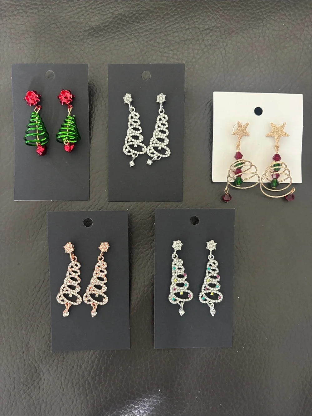 Festive Christmas Tree Drop Earrings - Pick 1 (buy now) - Picture 1 of 12